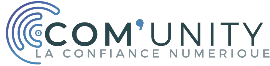 Logo Com'Unity avec slogan La Confiance Numérique, identité visuelle d'entreprise informatique